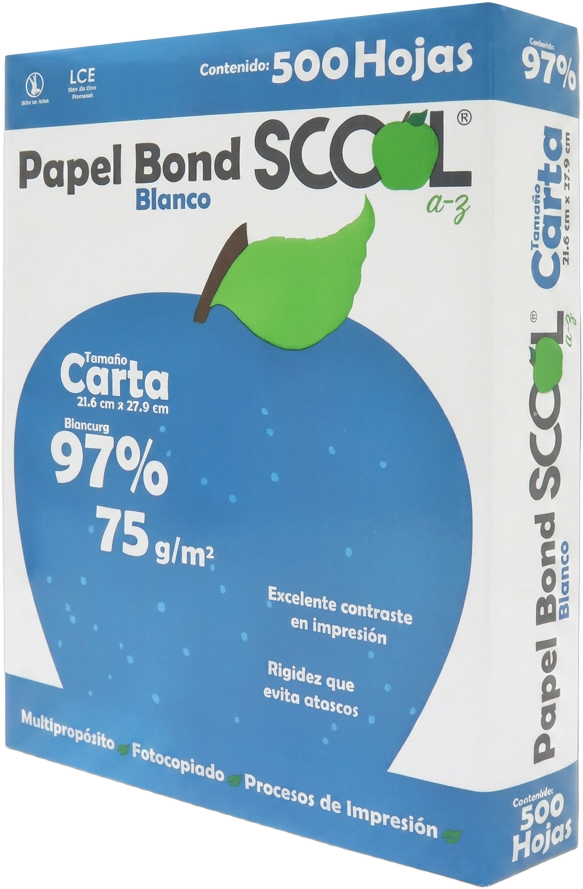 Papel blanco tamaño carta Scool (500 hojas)